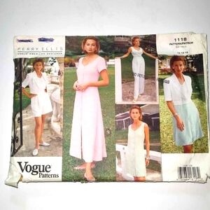 Vintage Perry Ellis Vogue Sewing Pattern 1118 Dress Jacket Skirt Top Pants
